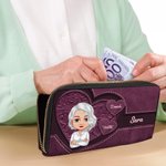 Portafoglio lungo personalizzato in pelle PU con 1-8 nomi e scomparti multipli regalo perfetto per compleanno o festa della mamma per donne