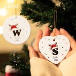 Personalizada de Navidad sombrero de diseño Antlers ornamento de cerámica con la letra y el nombre de árbol colgante decoración del hogar de Navidad regalo para la familia amigos