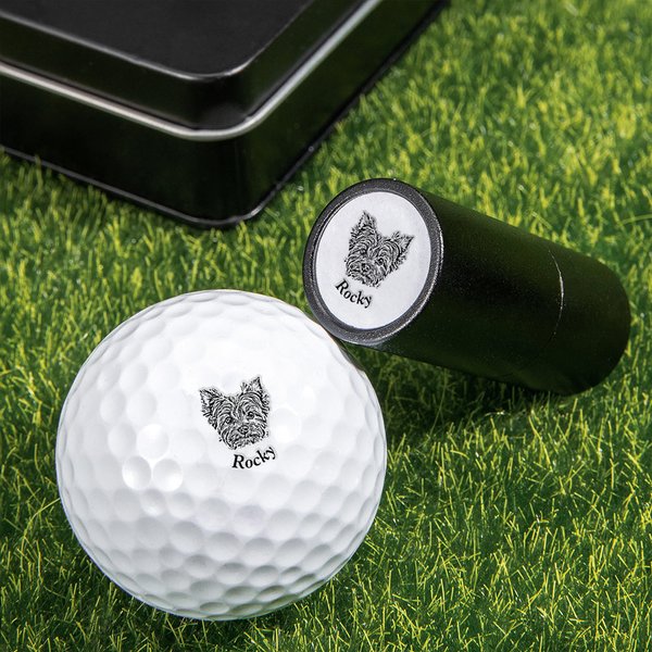 Personalized Dog Cat Pet Portrait Photo Golf Ball Self-inking Stamp with Metal Storage Box and Name Birthday Gift for Golf Players Pet Lovers