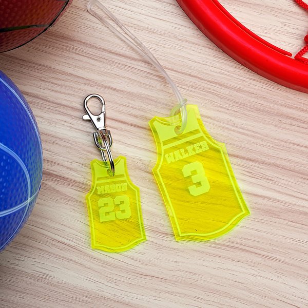 Personalised Basketball Jersey Acrylic Keychain Bag Tag with Name and Number Sports Team Gift for Basketball Player Lover