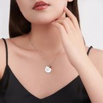 Personalised Disc Birth Flower Birthstone Pendant Necklace with Engraved Name Dainty Jewellery Mother's Day Birthday Gift for Her