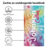 Gepersonaliseerde oversized Quick Dry Tie Dye Strandlaken met Naam Verjaardag Zomer Vakantie Feest Cadeau voor haar
