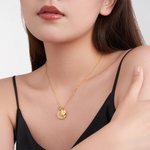 Personalised Disc Birth Flower Birthstone Pendant Necklace with Engraved Name Dainty Jewellery Mother's Day Birthday Gift for Her