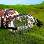 Personalized Football Shape Clear Crossbody Stadium Bag with Name and Tassel Game Day Birthday Gift for Football Lover