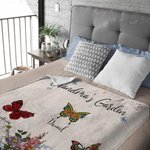 Personalised 1-10 Birth Flower Butterfly Garden Soft Throw Blanket with Nickname and Names Birthday Mother's Day Gift for Mom Grandma Family