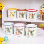 Tazza da 355ml personalizzata con nome in acciaio smaltato con bordo colorato regalo di compleanno di Pasqua e ritorno a scuola per bambini