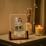Personalised Cartoon Couple Character LED Night Light with Names and Wooden Base Home Decor Anniversary Valentine's Day Gift for Couple
