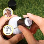 Personalised Character Portrait Photo Golf Ball Self-inking Stamp with Metal Storage Box and Name Birthday Father's Day Gift for Golf Players Men