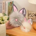 Personalized Cute Pom Pom Gnome Bunny with Wooden Ear and Name Easter Party Home Decor Birthday Gift for Kids Family