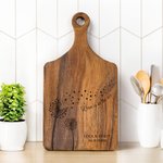 Personalisierte Löwenzahn Liebe ist in der Luft Reversible Charcuterie Schneidebrett mit Grip Hochzeit Housewarming Geschenk für Familie Paare