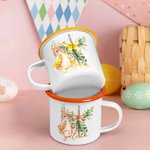 Tazza da 355ml personalizzata con nome in acciaio smaltato con bordo colorato regalo di compleanno di Pasqua e ritorno a scuola per bambini