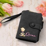Personalized Classic Winnie the Pooh Leather Tri-folded Wristlet Wallet with Name and Card Holder Graduation Birthday Gift for Family Friends