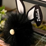 Personalized Cute Pom Pom Gnome Bunny with Wooden Ear and Name Easter Party Home Decor Birthday Gift for Kids Family