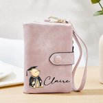Personalized Classic Winnie the Pooh Leather Tri-folded Wristlet Wallet with Name and Card Holder Graduation Birthday Gift for Family Friends