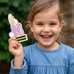 Personalized Cute Peter Rabbit Ears Wooden Money Holder with Initial and Name Easter Basket Stuffers Party Favor Gift for Kids