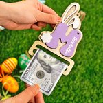 Personalized Cute Peter Rabbit Ears Wooden Money Holder with Initial and Name Easter Basket Stuffers Party Favor Gift for Kids