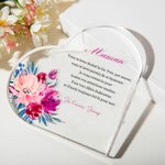 Plaque Acrylique Personnalisée avec Texte et Motif de Fleur Cadeau Anniversaire Fête des Mères pour Maman Grand-Mère