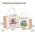 Personalisierte Niedliche Osterhase Tiere mit Hasenohren Jute Tasche mit Namen Tote Bag Ostern Geburtstag Geschenk für Kinder
