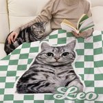 Personalisierte Multicolor Plaid weiche Decke mit Hund Katze Foto und Name Home Decor Geburtstagsgeschenk für Tierbesitzer Liebhaber