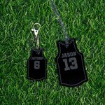 Llavero acrílico personalizado de camiseta de baloncesto con nombre y número de equipo deportivo Regalo para amante de jugadores de baloncesto