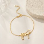 Personalisiertes Pferd Silhouette Armband mit Namen Filigraner Schmuck Geburtstag Muttertag Geschenk für Pferdeliebhaber Damen Mädchen