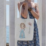 Personalized  Fashionable Prom Queen Birth Flower Canvas Tote Bag with Name canvas bag Birthday Graduation Gift