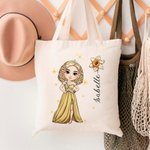 Personalized  Fashionable Prom Queen Birth Flower Canvas Tote Bag with Name canvas bag Birthday Graduation Gift