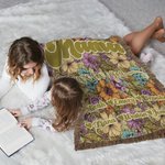 Personalised Colourful Bohemia Retro Flower Design Soft Throw Blanket with Name and Tassels Home Decor Mother's Day Birthday Gift for Mom Grandma