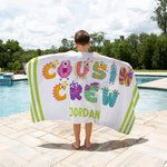 Personalisierte Multicolor niedlichen Monster Cousin Crew überdimensioniert schnell trocknen Strand Handtuch mit Namen Sommer Reisen wesentliche Pool Party Geschenk für Kinder Familie
