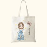 Personalized  Fashionable Prom Queen Birth Flower Canvas Tote Bag with Name canvas bag Birthday Graduation Gift