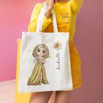 Personalized  Fashionable Prom Queen Birth Flower Canvas Tote Bag with Name canvas bag Birthday Graduation Gift