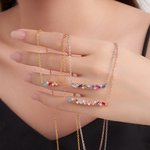 Personalized 2-7 Rectangular Birthstones Zigzag Necklace Dainty Jewelry Birthday Anniversary Mother's Day Gift for Women