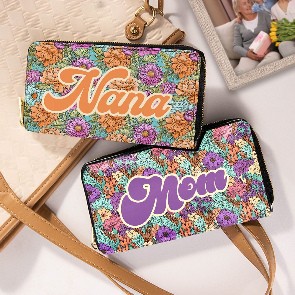 Personnalisé Bohème Vintage Nom Floral Portefeuille Anniversaire Fête des Mères Cadeau pour Elle