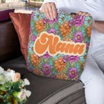 Personalisierte Bohemian Retro Floral Wiederverwendbare Tragetasche mit Nickname und Fächer Muttertag Geburtstag Geschenk für Frauen