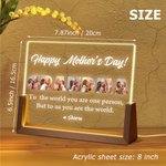 Personalisierte Happy Mother's Day Acryl LED-Nachtlicht mit Namen und hölzernen Basis Schreibtisch Dekor Muttertag Geburtstag Geschenk für Mama Oma