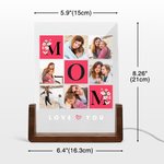 Luz de Noche LED Acrílica Personalizada Love You Mom con Base de Madera y Fotos Día de la Madre Día de Acción de Gracias Regalo de Cumpleaños para Mamá