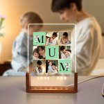Luz de Noche LED Acrílica Personalizada Love You Mom con Base de Madera y Fotos Día de la Madre Día de Acción de Gracias Regalo de Cumpleaños para Mamá