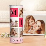 Vaso personalizado Love You Mom 6 fotos 20 oz Skinny Tumbler con pajita Día de la Madre Regalo de cumpleaños para mamá Abuela