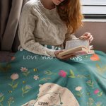 Manta personalizada con nombres en forma de osito floral multicolor para abrazar a la familia Regalo de cumpleaños para el Día de la Madre para la abuela y la madre