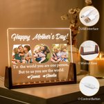 Personalisierte Happy Mother's Day Acryl LED-Nachtlicht mit Namen und hölzernen Basis Schreibtisch Dekor Muttertag Geburtstag Geschenk für Mama Oma
