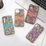 Gepersonaliseerde Boheemse Retro Floral Slim telefoonhoesje voor iPhone Samsung met naam elektronische accessoires verjaardag Moederdag cadeau voor vrouwen