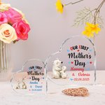 Personalisierte niedliche Elefant Bär Tier herzförmige Acryl-Plakette mit Namen und Datum Schreibtisch Dekor Geburtstag erste Muttertag Geschenk für neugeborene Mutter