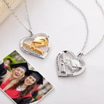 Personalisierte Herzförmige Absolventenhut Diplom Halskette mit Zirkonia und Eingraviertem Text Abschluss Geschenk für Absolventen Damen