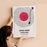 Disco de Vinilo Personalizado Letra de Canción Impresión Marco de Fotos de Madera Colgante Pergamino con Nombre y Texto Decoración del Hogar Regalo de Cumpleaños para Amigo Amante de la Música
