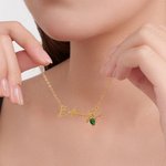 Personalised Dainty Name Necklace with Heart Birthstone Valentine's Day Birthday Anniversary Gift for Women