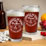 Personalized Congrats Be My Family or Friend Title Fist Bump Design 16 oz Beer Pint Glass with Name Birthday Father's Day Gift for Dad Drinkers