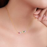 Personalized 2-7 Rectangular Birthstones Zigzag Necklace Dainty Jewelry Birthday Anniversary Mother's Day Gift for Women
