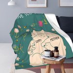 Manta personalizada con nombres en forma de osito floral multicolor para abrazar a la familia Regalo de cumpleaños para el Día de la Madre para la abuela y la madre