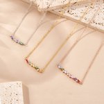 Personalized 2-7 Rectangular Birthstones Zigzag Necklace Dainty Jewelry Birthday Anniversary Mother's Day Gift for Women