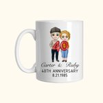 Personalized Balloon Cartoon Character Couple Anniversary Ceramic Mug with Names and Text Anniversary Valentine's Day Gift for Couple